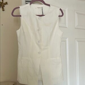 Commense Women's White Sleeveless Jacket